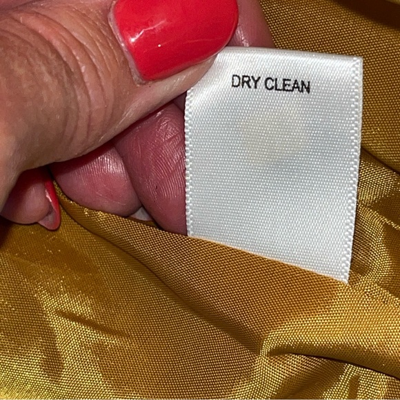 Mustard WOOL Yellow Pea Coat JACKET Notched Collar Button front womens MEDIUM P - Picture 12 of 13